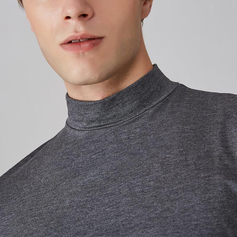 Minimalist T-Shirt | Mænds Elegant T-Shirt med Mellemhøj Krave 8