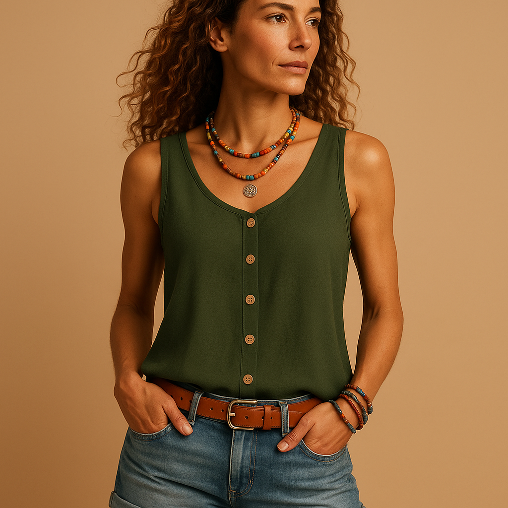Ærmeløs V-hals Top | Boho Sommermode 0