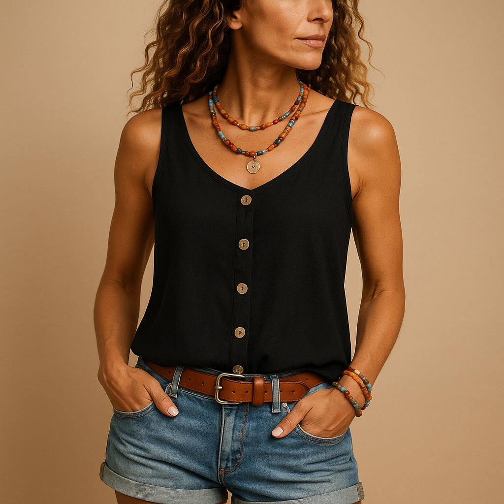 Ærmeløs V-hals Top | Boho Sommermode 3