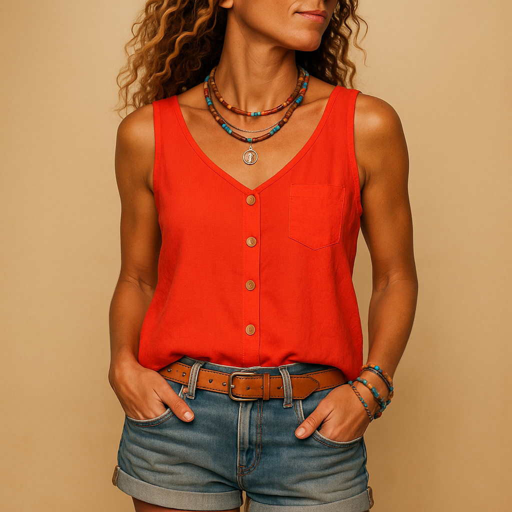 Ærmeløs V-hals Top | Boho Sommermode 6