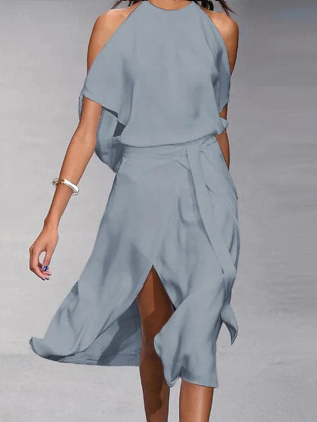 Aitana | Kvinders Off-Shoulder Midikjole med Flydende Snit 0