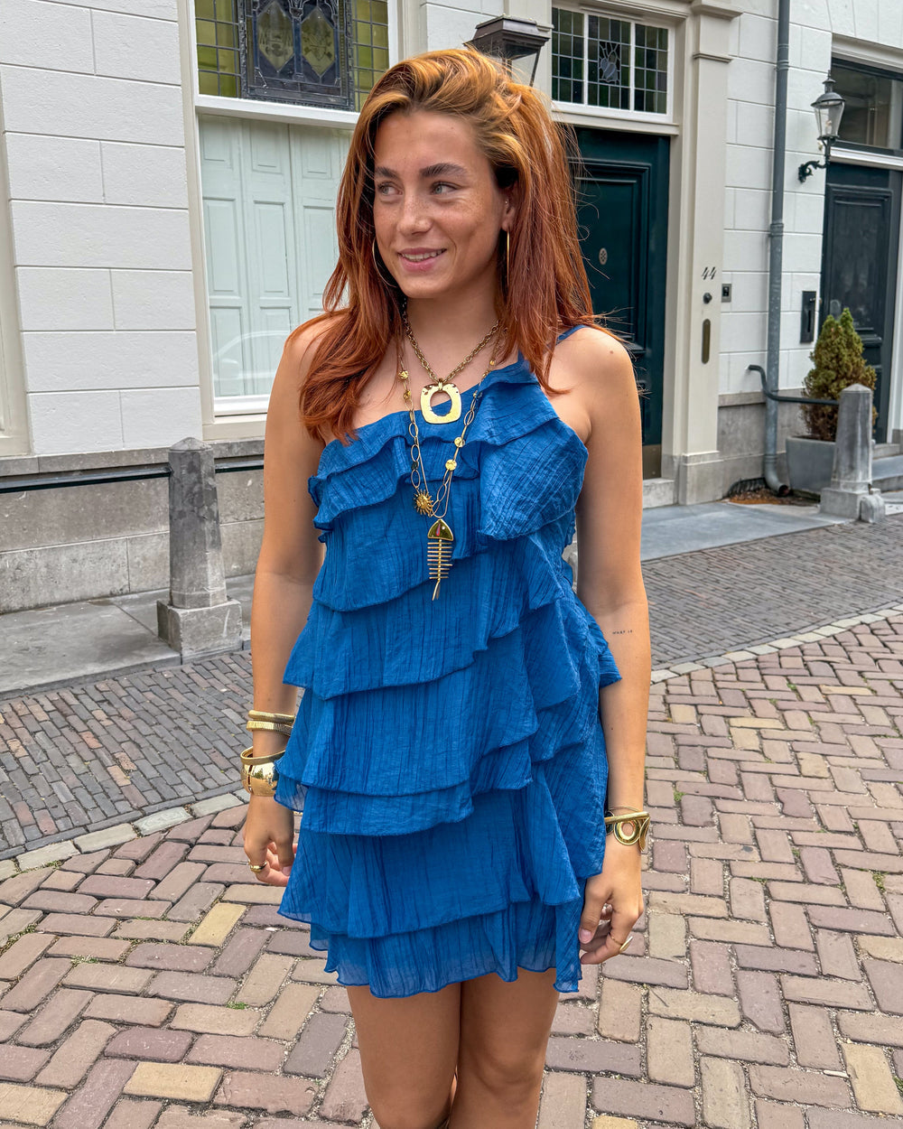 Asymmetrisk Mini Kjole med Flæser | Sommerkjole til Kvinder 13