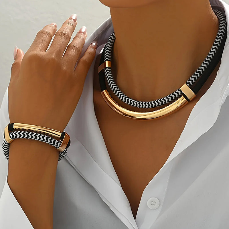 Braided Necklace and Bracelet Set | Women's Jewelry Accessories 0