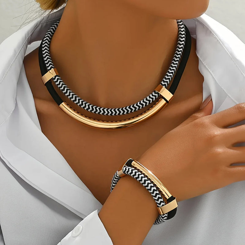 Braided Necklace and Bracelet Set | Women's Jewelry Accessories 2