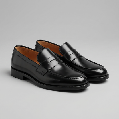 Brown Leather Penny Loafers | Men's Casual Slip-On Shoes 0