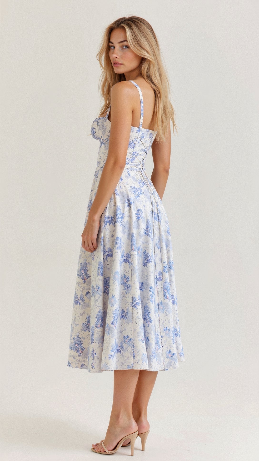 Cerene | Blomster Midikjole med Korset og Sideslids 7