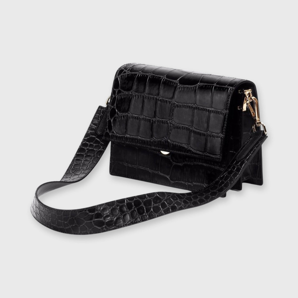 Crocodile Print Shoulder Bag Compact Elegant Design 0