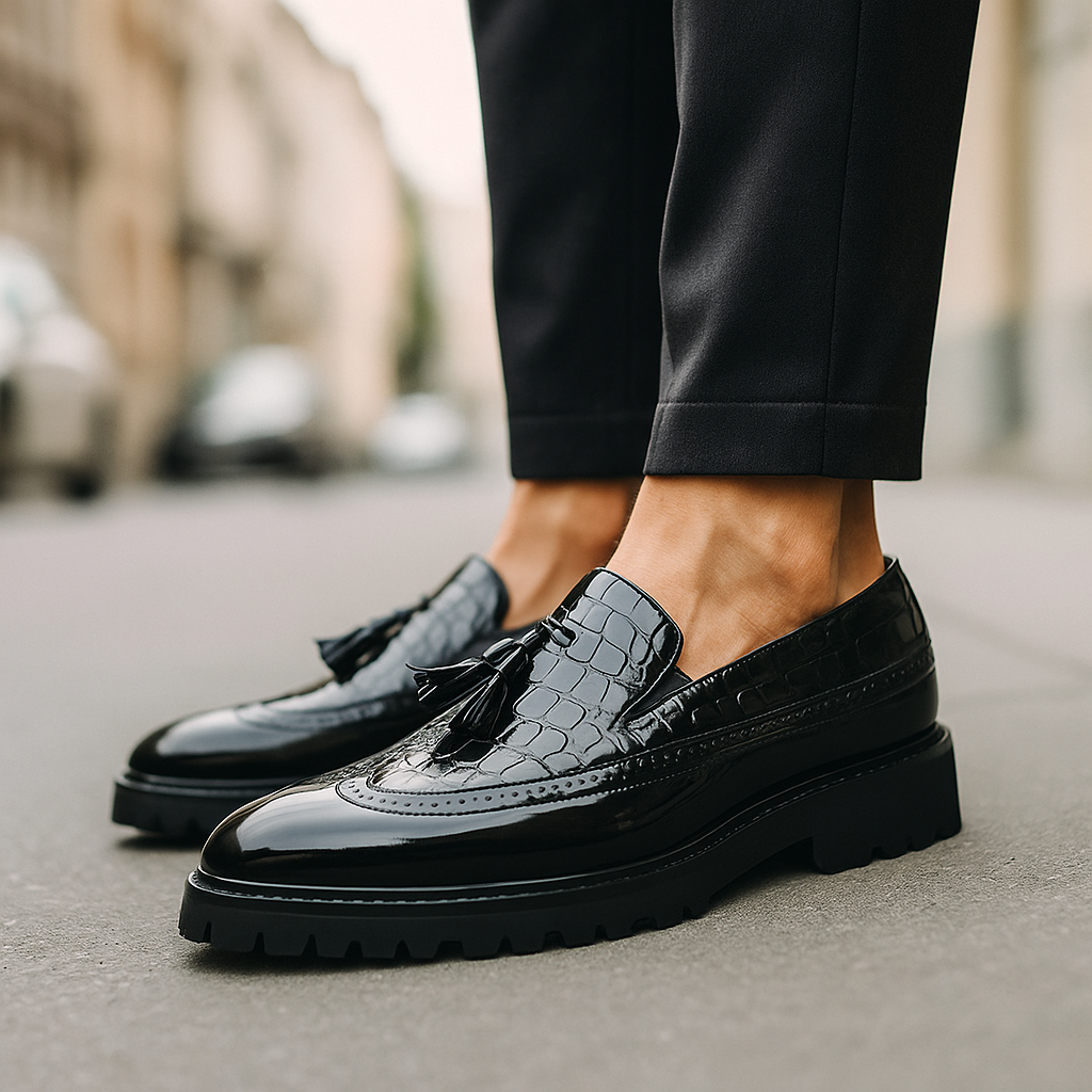 Dalton Croc-Embossed Tassel Loafers | Men's Slip-On Shoes 0
