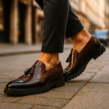 Dalton Croc-Embossed Tassel Loafers | Men's Slip-On Shoes 5