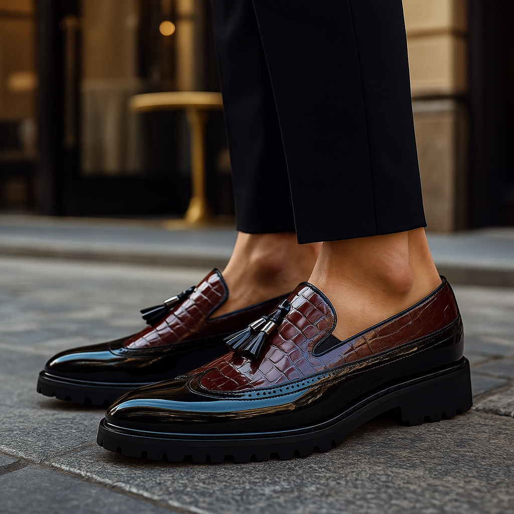 Dalton Croc-Embossed Tassel Loafers | Men's Slip-On Shoes 8