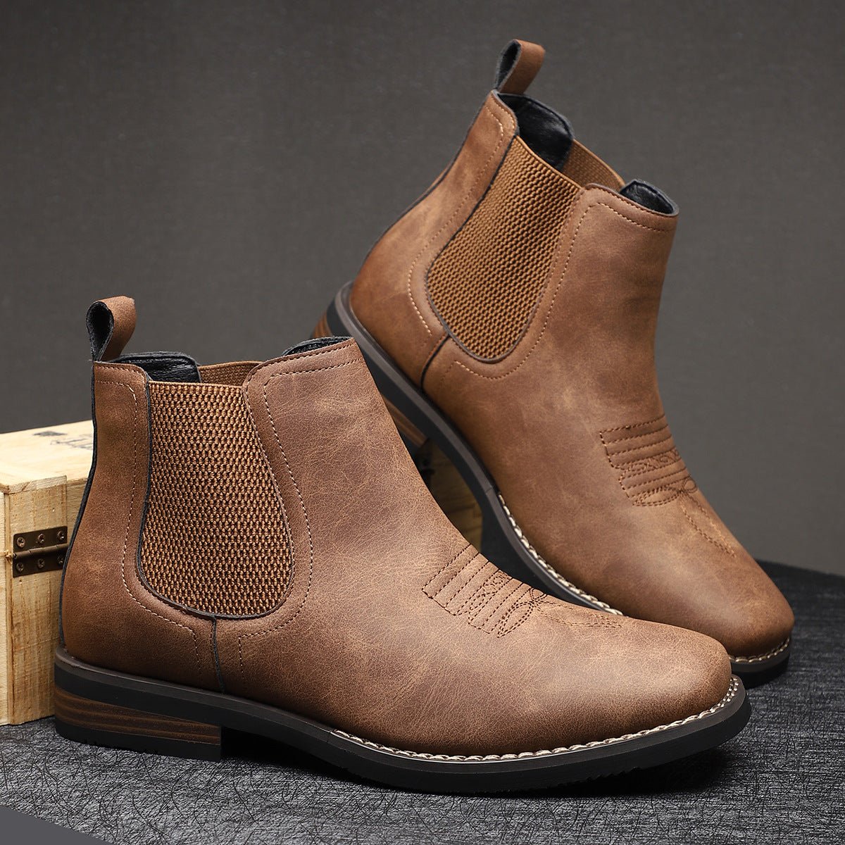 Daniel | Men's Western-Style Chelsea Slip-On Ankle Boots 0