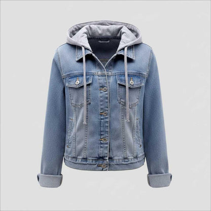 Denim Jakke Dame Med Aftagelig Hætte | Casual Overtøj