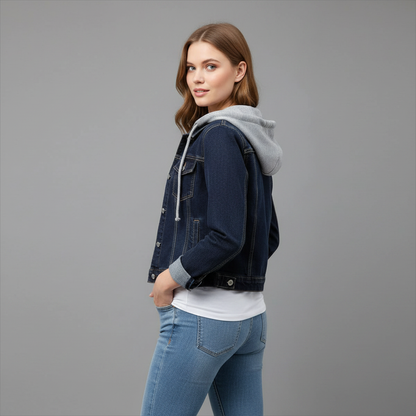Denim Jakke Dame Med Aftagelig Hætte | Casual Overtøj