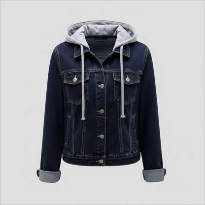 Denim Jakke Dame Med Aftagelig Hætte | Casual Overtøj