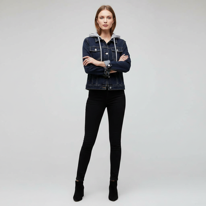 Denim Jakke Dame Med Aftagelig Hætte | Casual Overtøj
