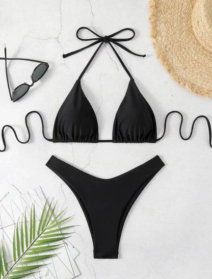 Dobbelt Stof Tanga Bikini Sæt | Badetøj til Damer 0