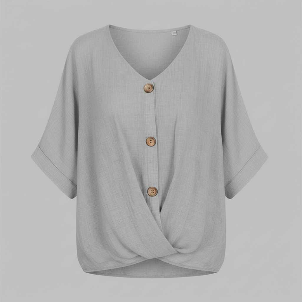 Elegant V-udskæring Bluse | Damebluse i Høj Kvalitet Bomuld