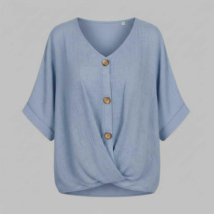 Elegant V-udskæring Bluse | Damebluse i Høj Kvalitet Bomuld