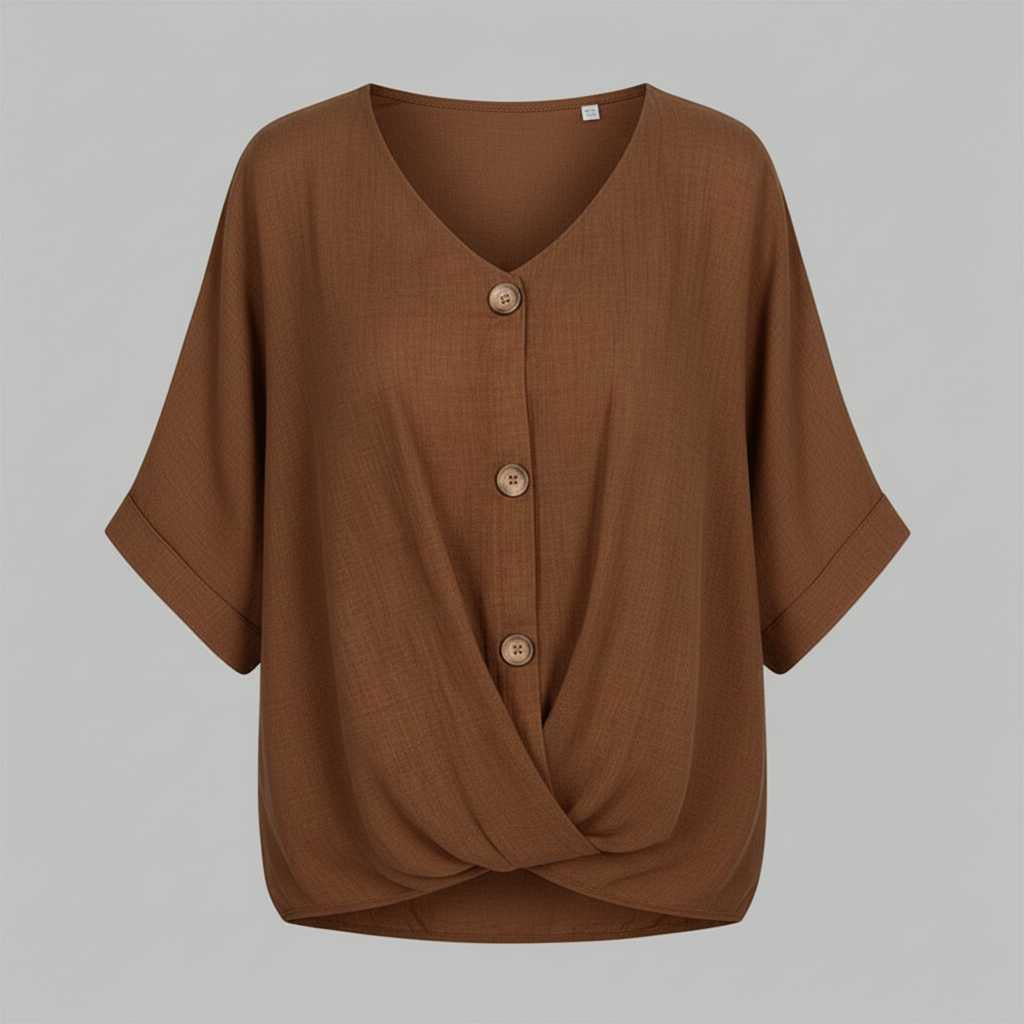 Elegant V-udskæring Bluse | Damebluse i Høj Kvalitet Bomuld