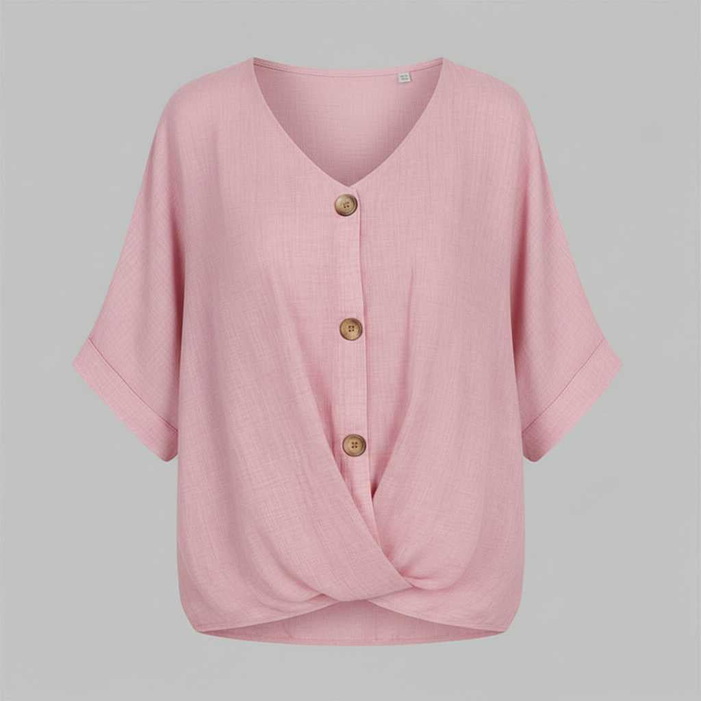 Elegant V-udskæring Bluse | Damebluse i Høj Kvalitet Bomuld