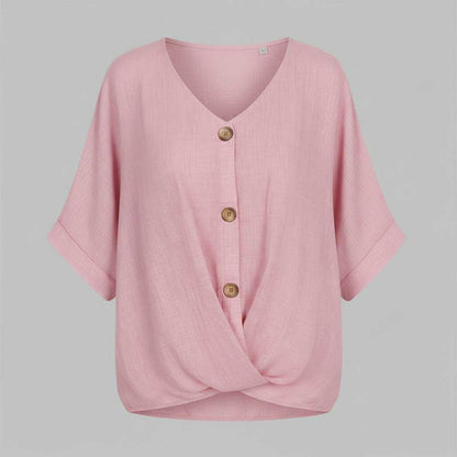 Elegant V-udskæring Bluse | Damebluse i Høj Kvalitet Bomuld