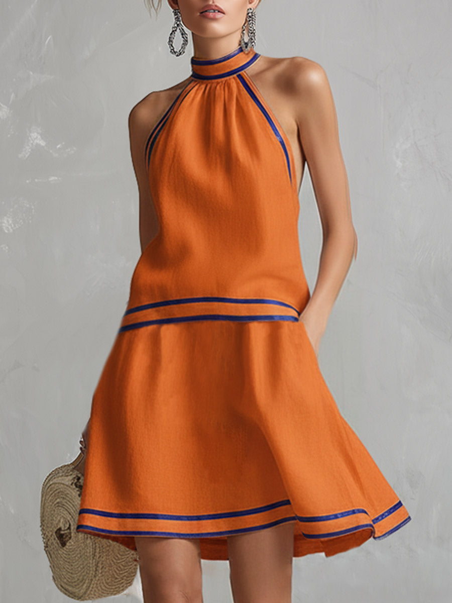 Elegant Minikjole med Halsholder | Sommerkjole 0