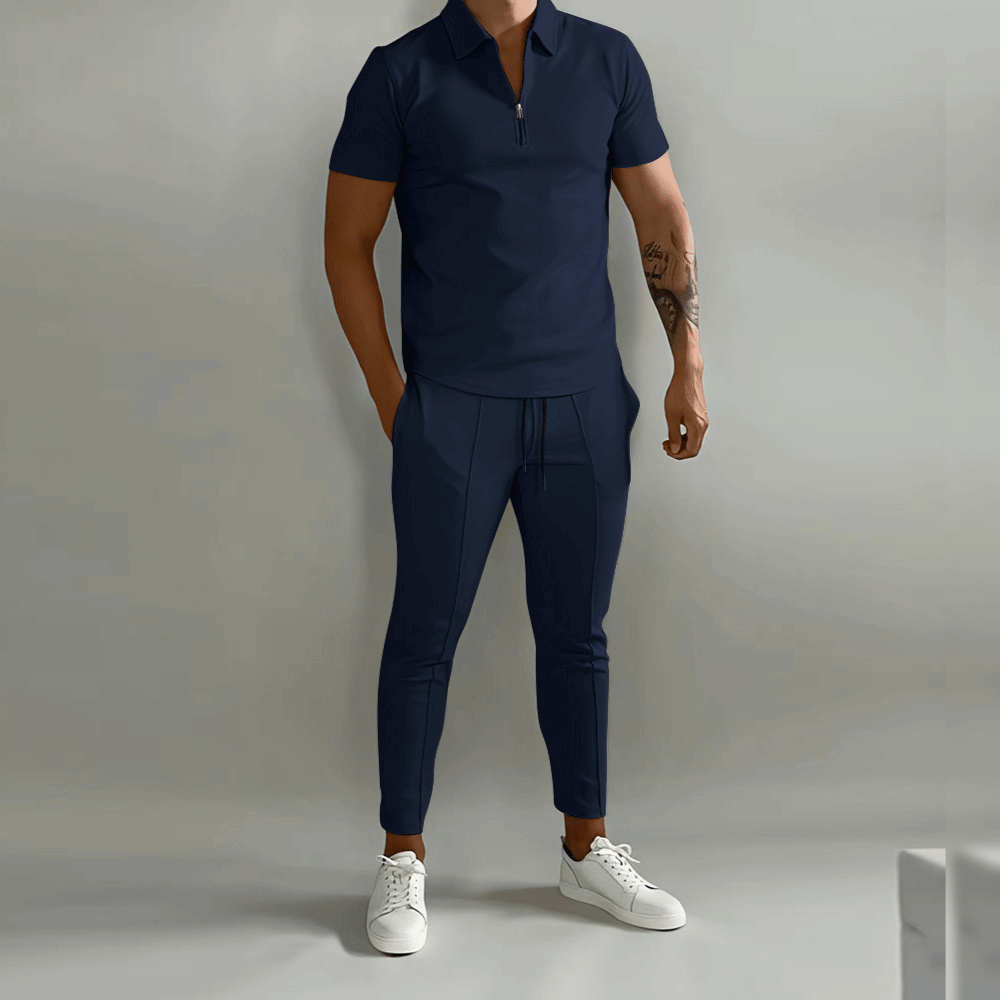 Elegant Poloshirt Sæt | Mænds Casual Outfit 0