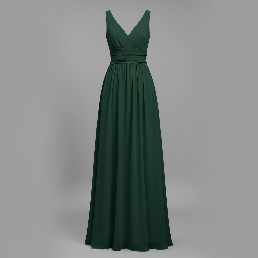 Elegant V-hals Sommerkjole | Ærmeløs Midikjole 7