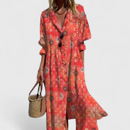 Farverig Boho Kjole | Lang Sommerkjole med Blomsterprint 5
