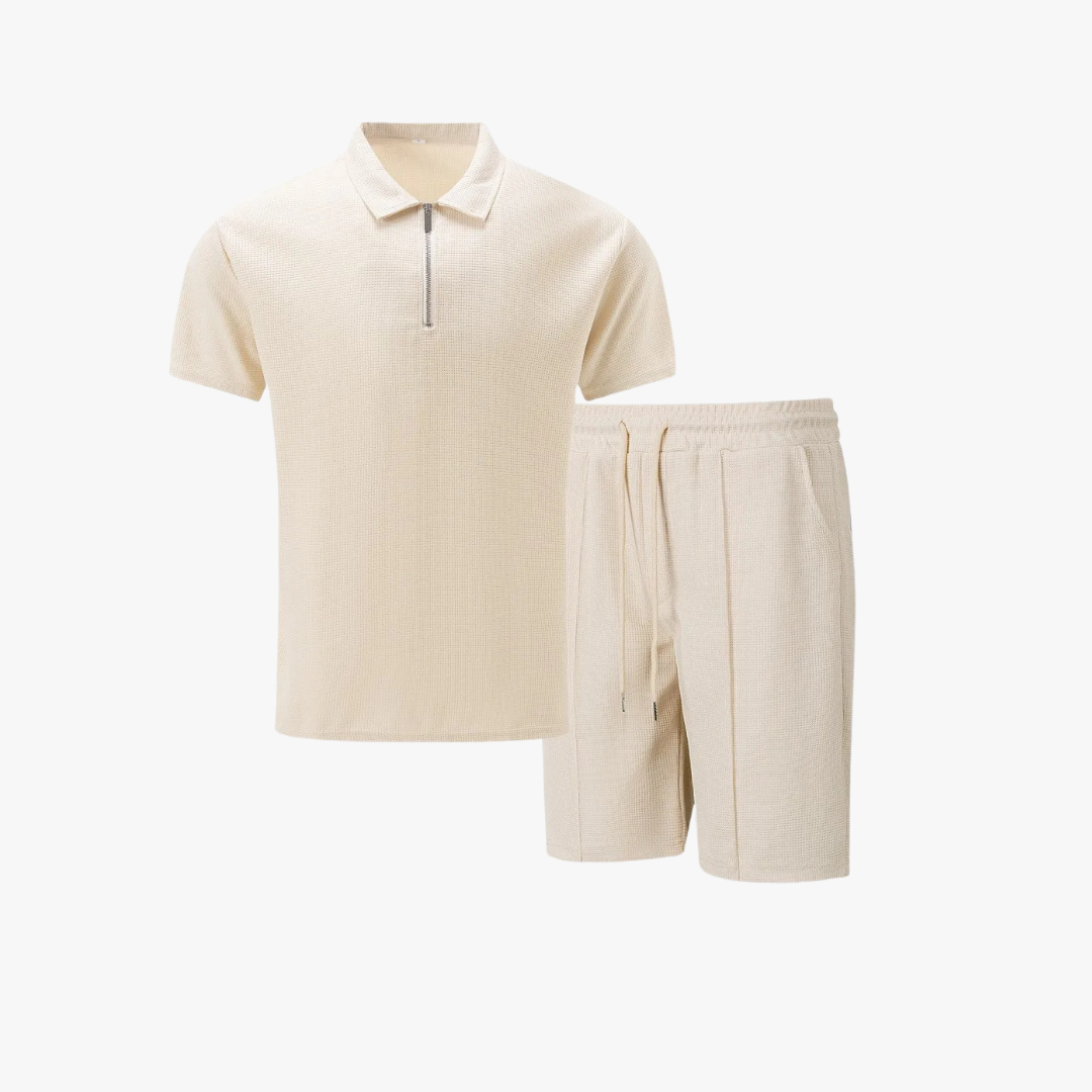 Herresæt | Poloshirt og Shorts med Lynlås 2