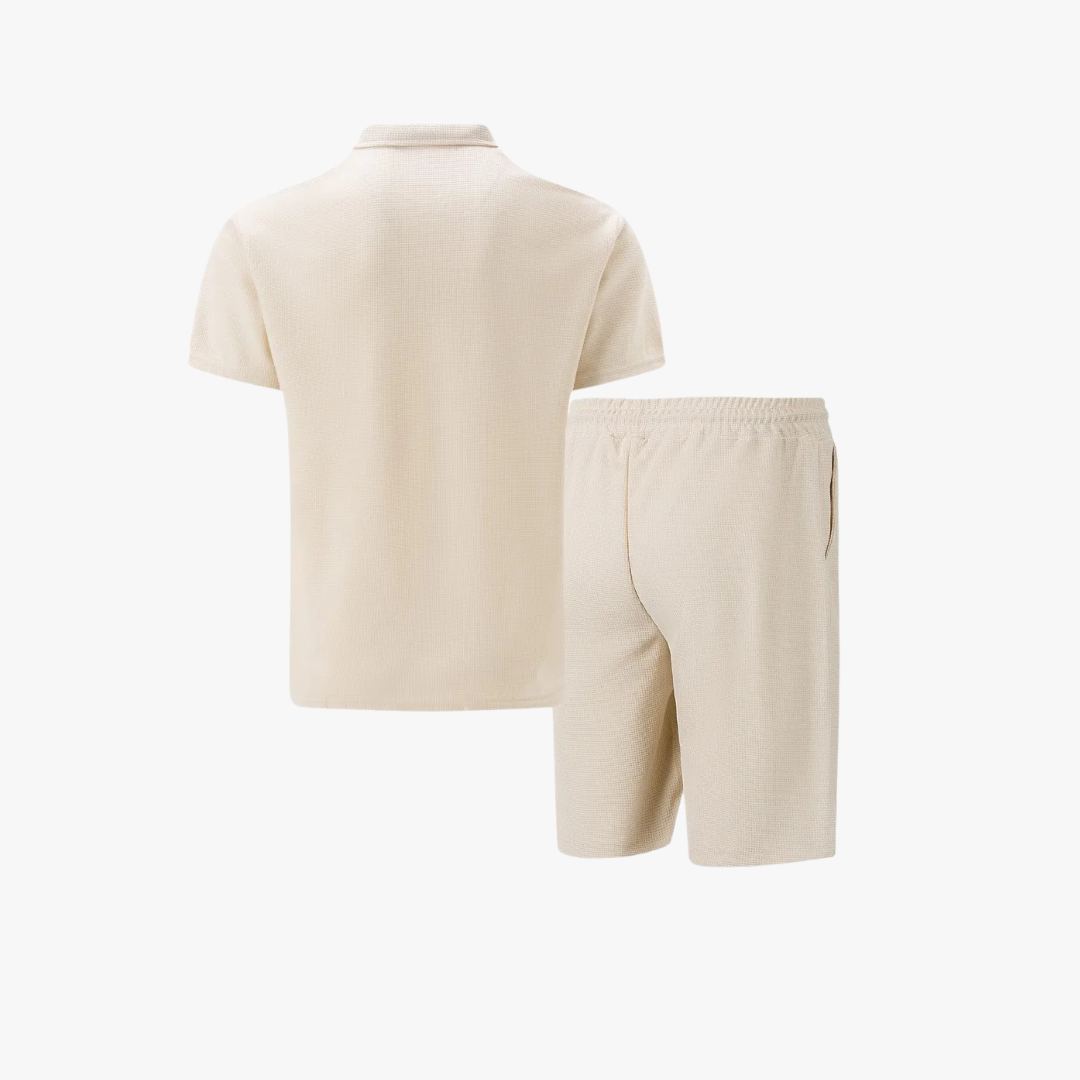 Herresæt | Poloshirt og Shorts med Lynlås 3