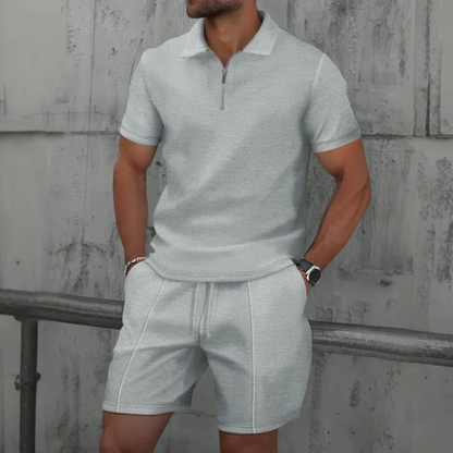Herresæt | Poloshirt og Shorts med Lynlås 7