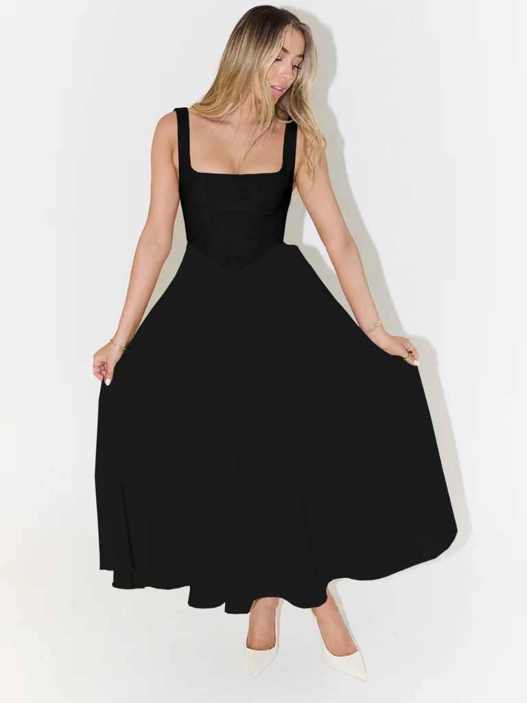 Kerstin | Elegant Midi Kjole med Firkantet Halsudskæring 3