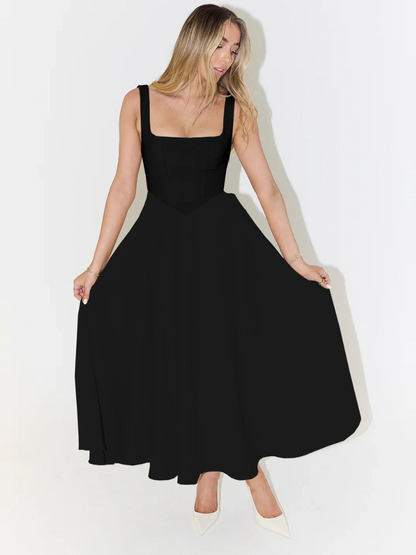 Kerstin | Elegant Midi Kjole med Firkantet Halsudskæring 3