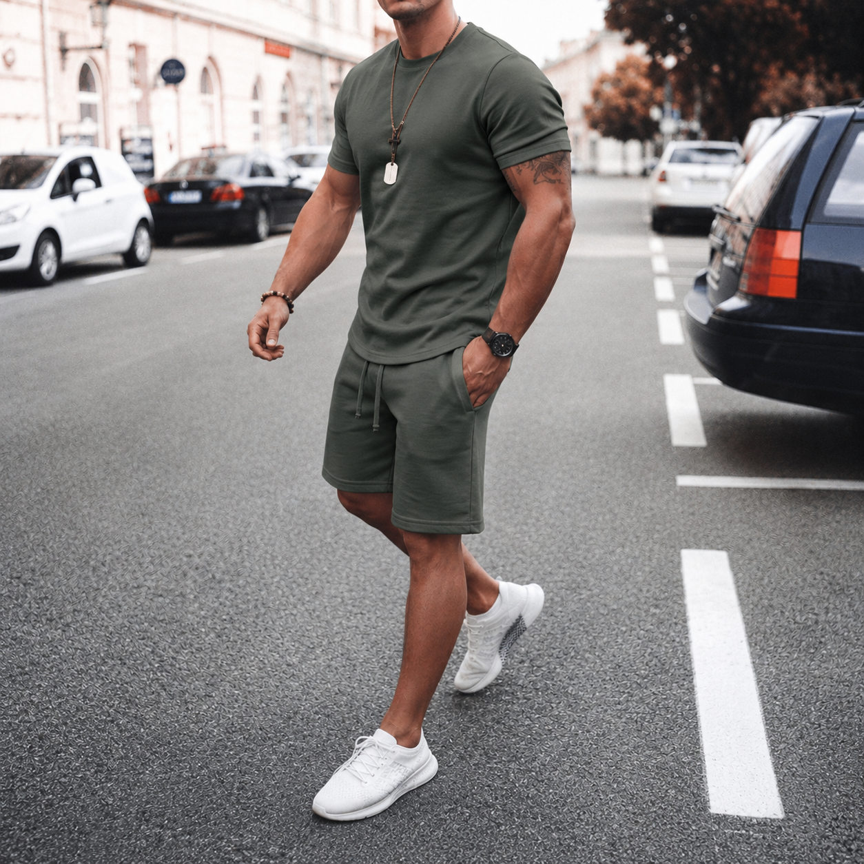 Let T-shirt og Shorts Sæt | Sommer Outfit til Mænd 3