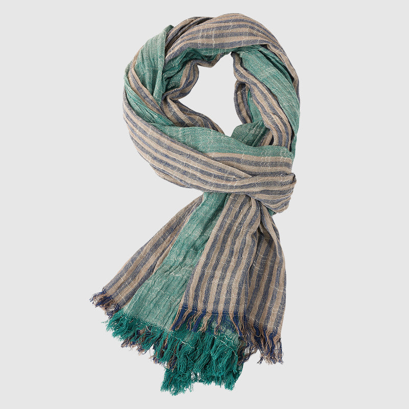 Lightweight Striped Fringe Scarf | Soft Viscose Blend 4