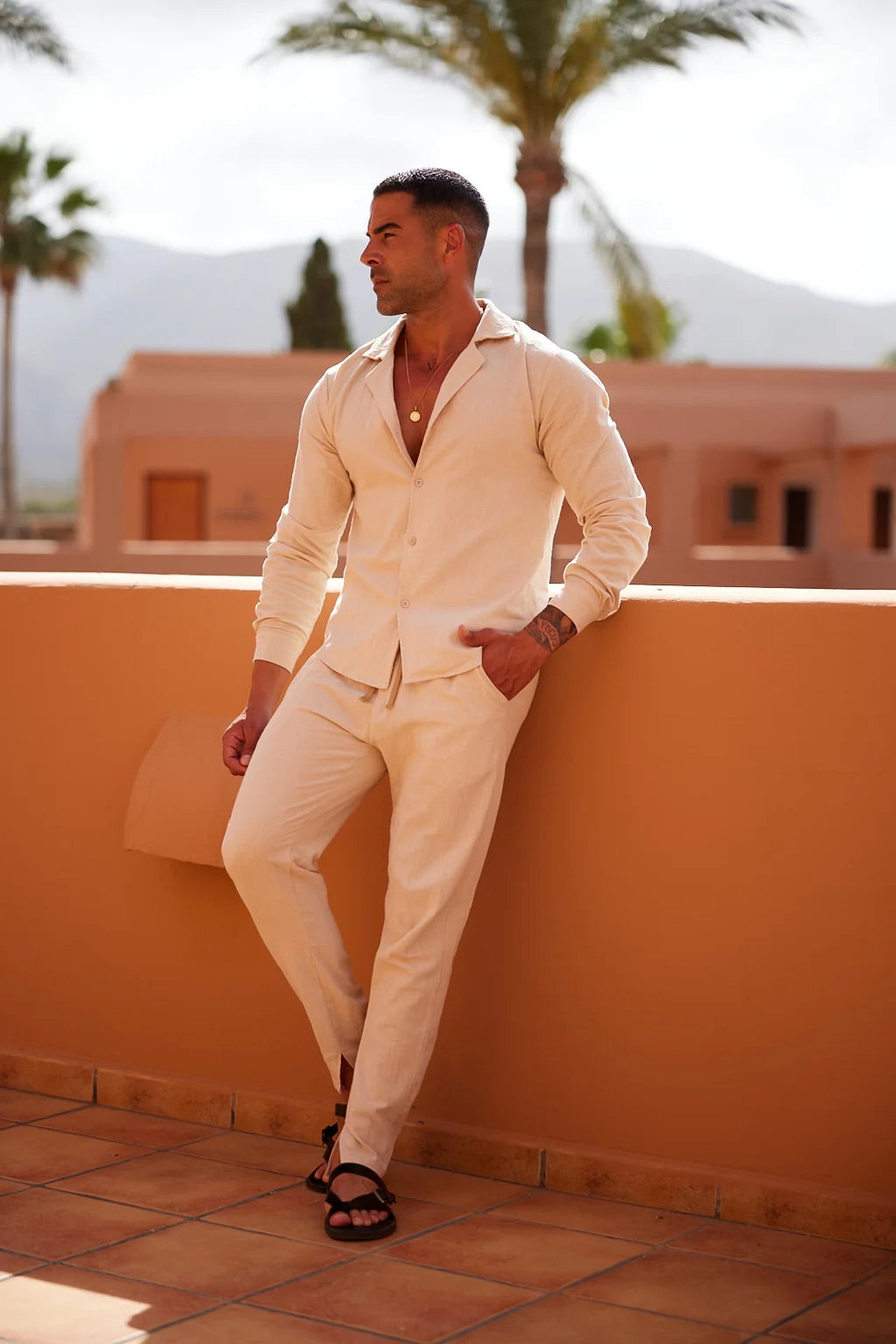 Linned Lounge Sæt Mænd | Åndbart Loungetøj 0