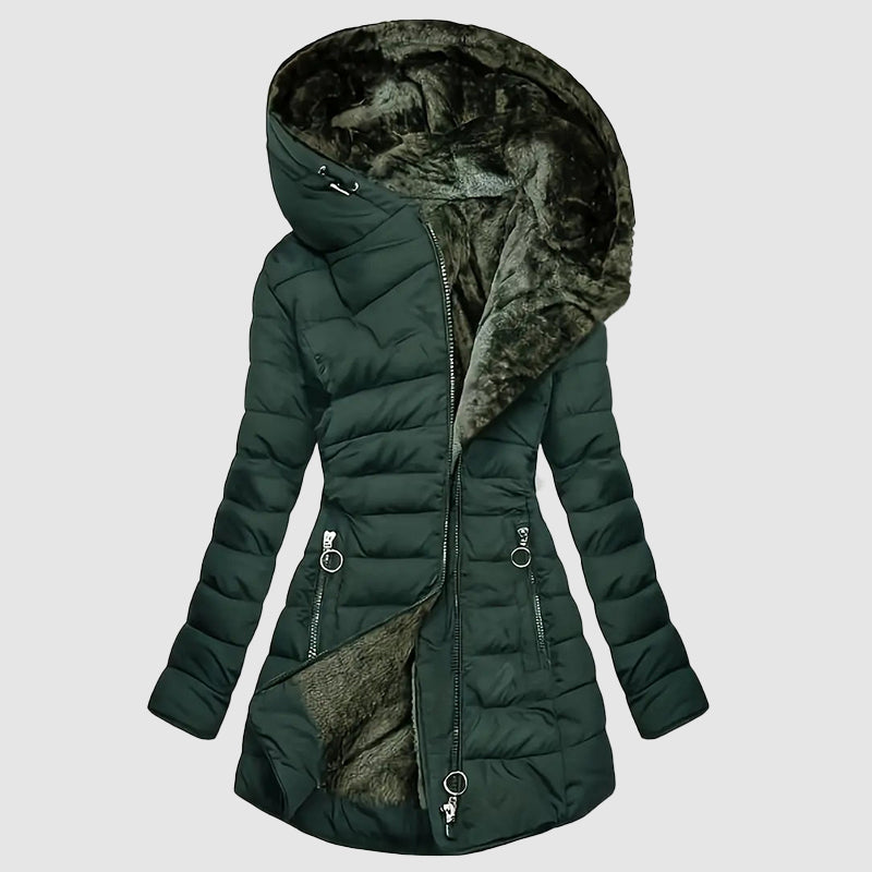 Long Hooded Puffer Coat | Women's Winter Coat with Plush Lining 1
