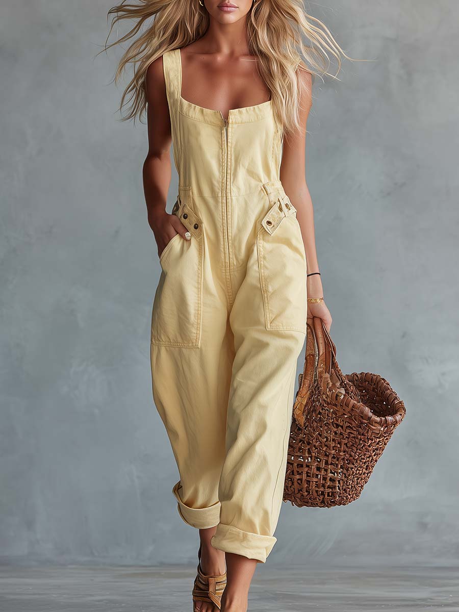 Lysegul Denim Jumpsuit | Casual Overalls til Kvinder 0