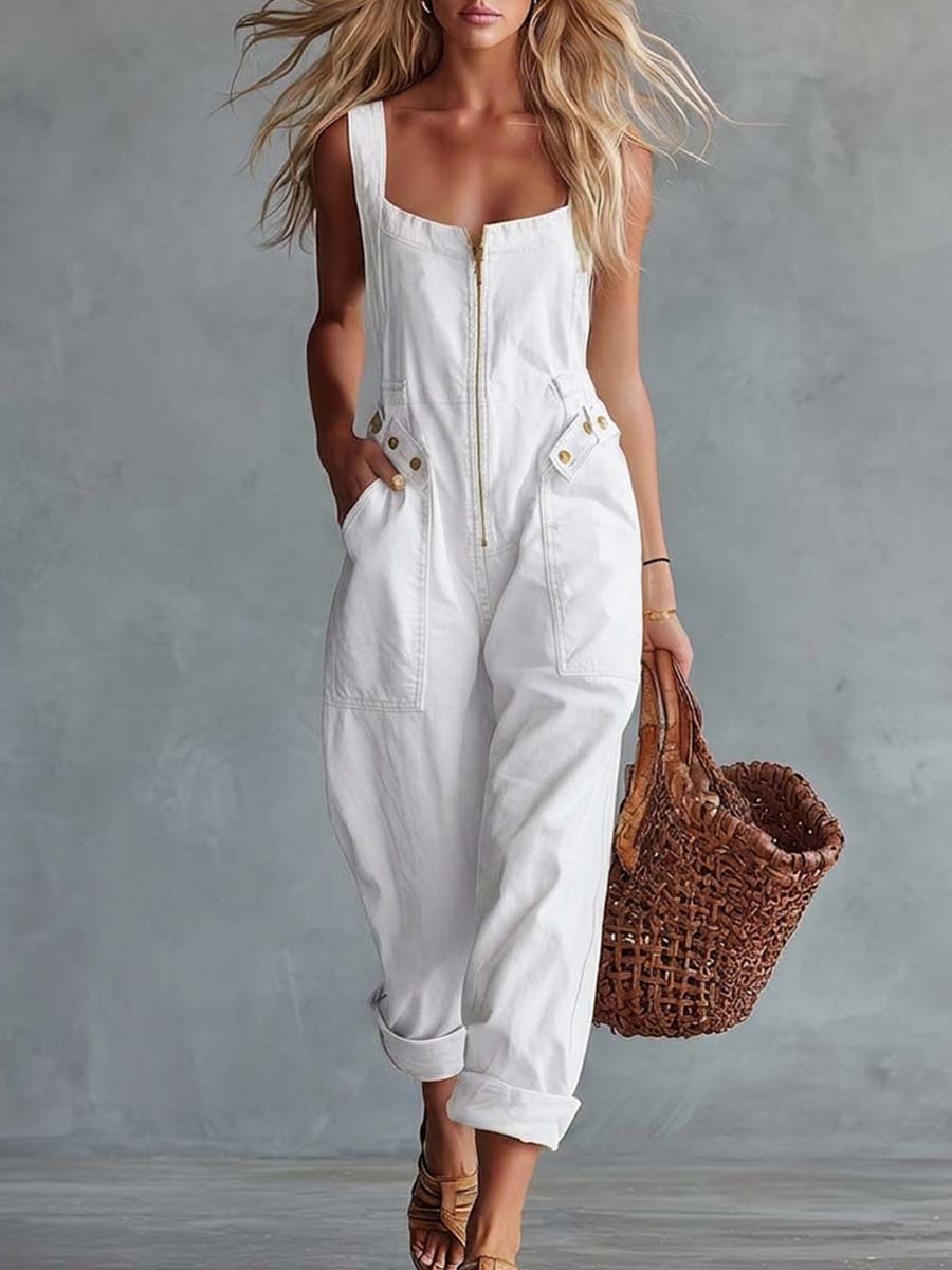 Lysegul Denim Jumpsuit | Casual Overalls til Kvinder 10