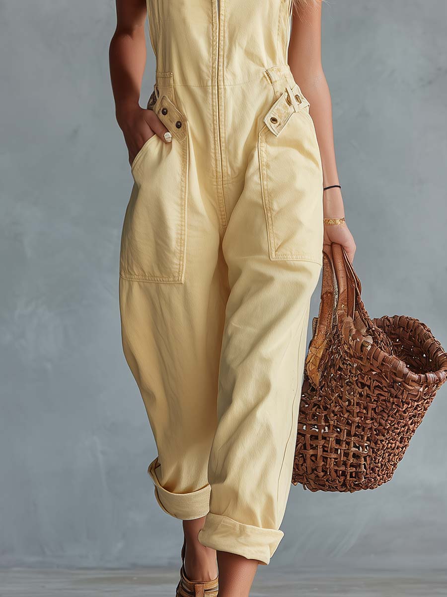 Lysegul Denim Jumpsuit | Casual Overalls til Kvinder 7