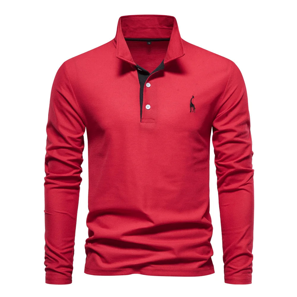 Men's Button Neck Polo Shirt | Casual Fit Cotton Blend 0