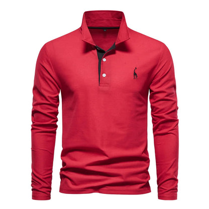 Men's Button Neck Polo Shirt | Casual Fit Cotton Blend 0