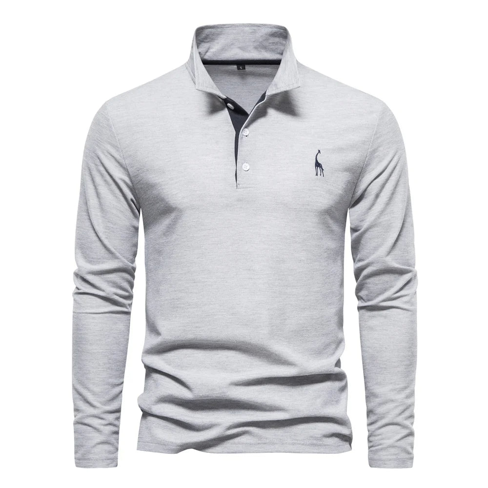 Men's Button Neck Polo Shirt | Casual Fit Cotton Blend 2