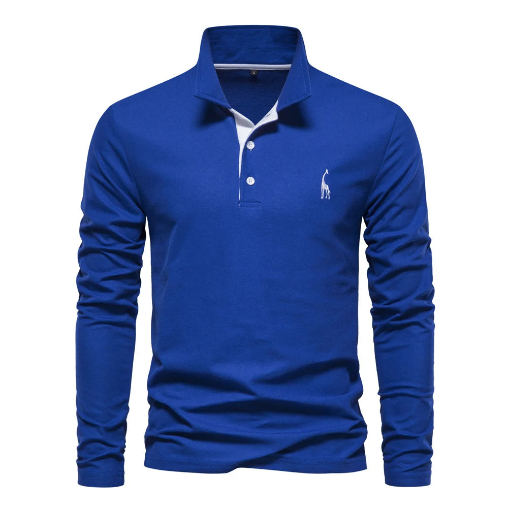 Men's Button Neck Polo Shirt | Casual Fit Cotton Blend 3