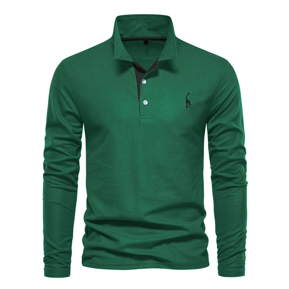 Men's Button Neck Polo Shirt | Casual Fit Cotton Blend 4