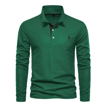 Men's Button Neck Polo Shirt | Casual Fit Cotton Blend 4
