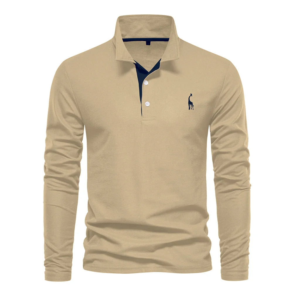 Men's Button Neck Polo Shirt | Casual Fit Cotton Blend 5