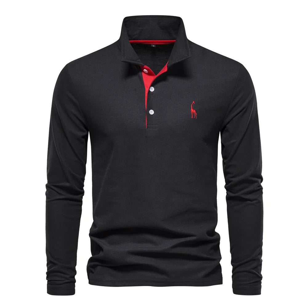 Men's Button Neck Polo Shirt | Casual Fit Cotton Blend 6
