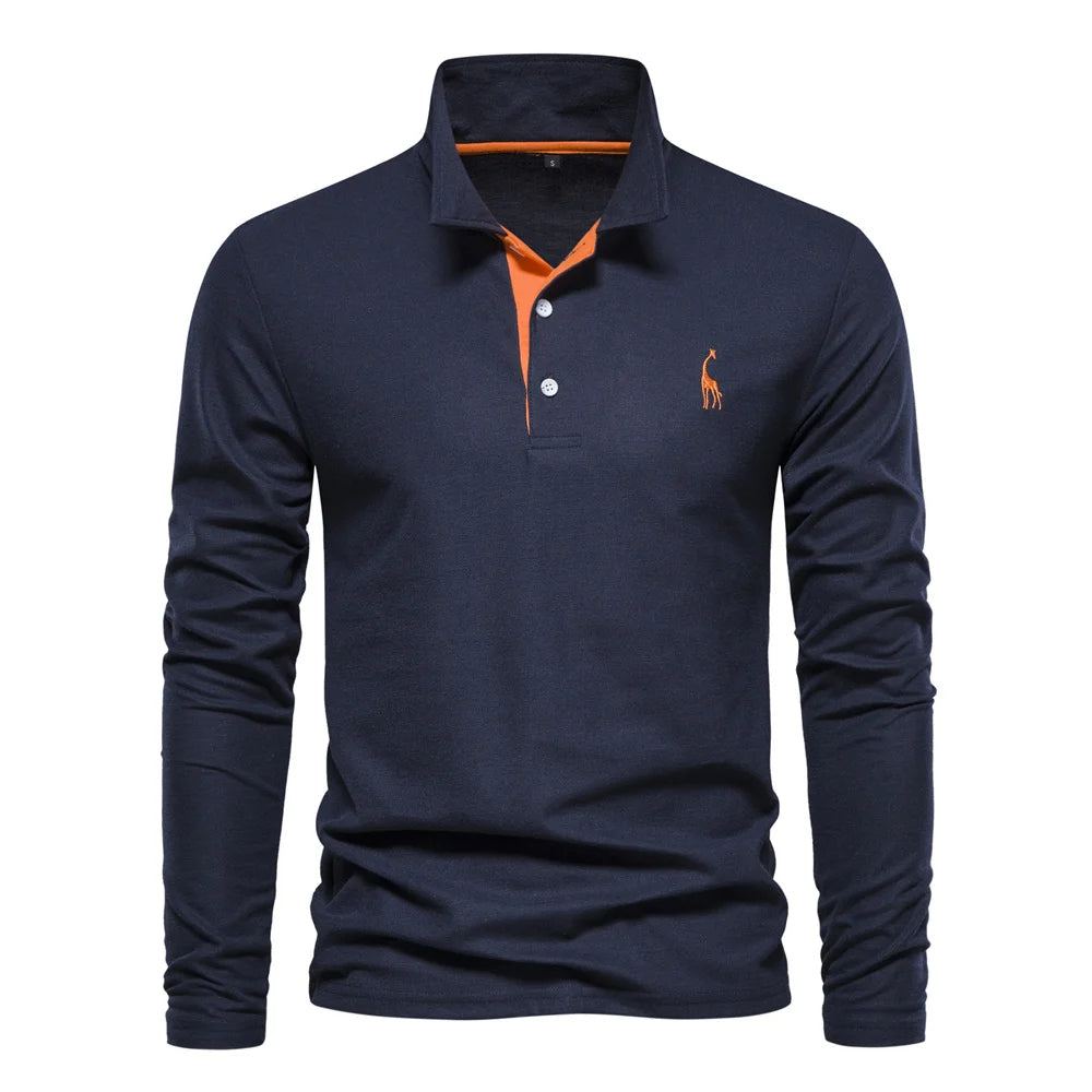 Men's Button Neck Polo Shirt | Casual Fit Cotton Blend 7